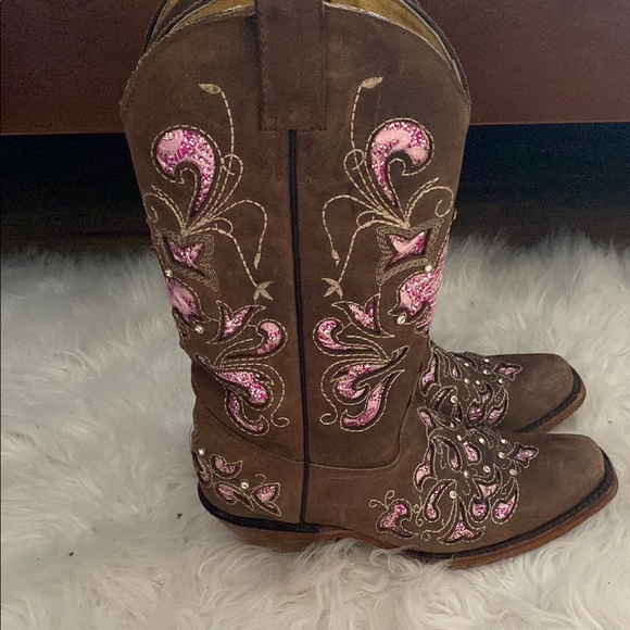 Brown and Pink Coquette Western Boots size 7 women’s - Picture 2 of 8